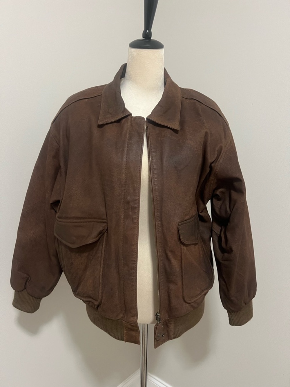 Vintage IZZU Brown Suede Bomber Jacket with Flap Pockets unisex sm good co
